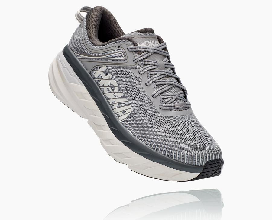 Hoka One One Bondi 7 - Men Running Shoes - Grey,Australia VZQ-391028